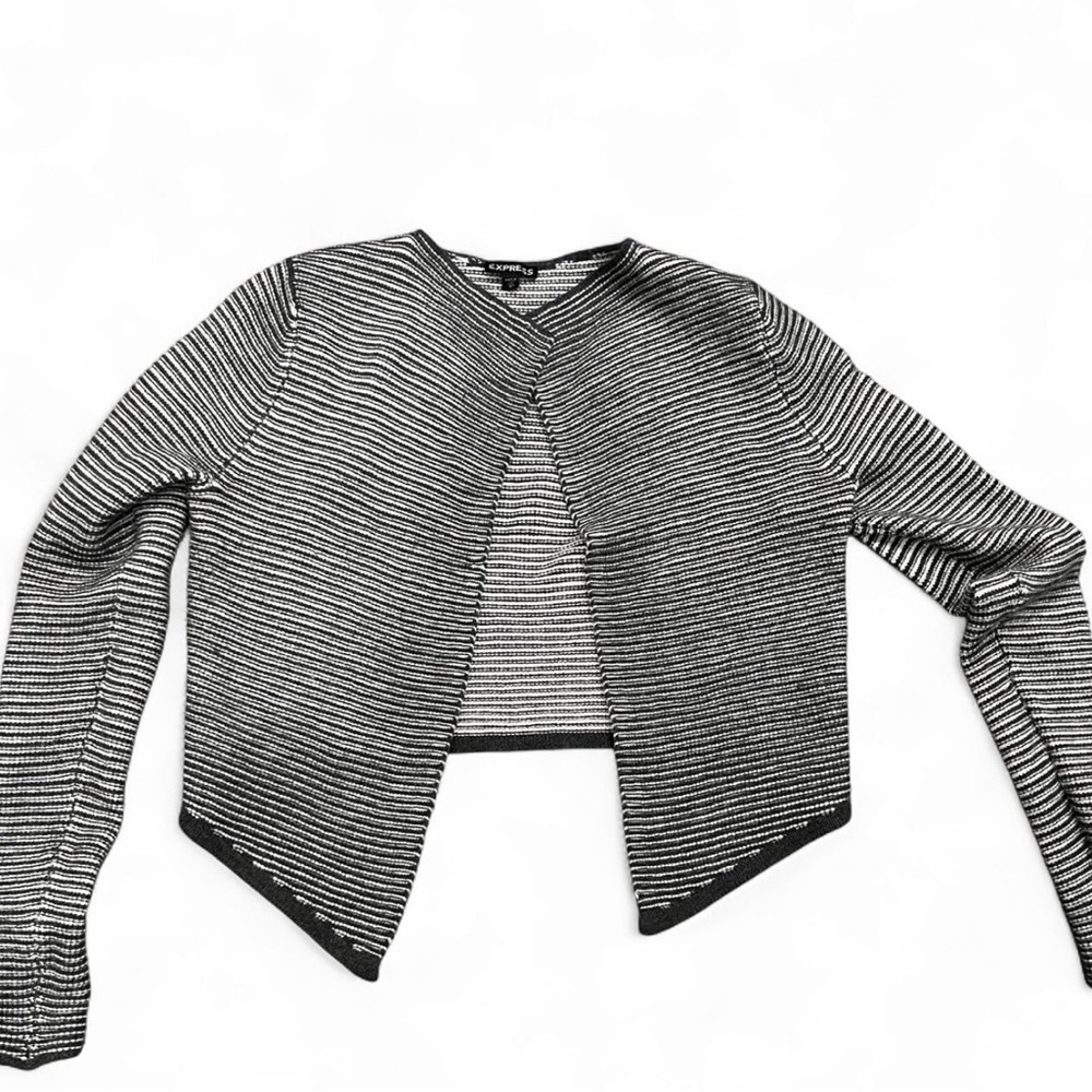 Express gray and White Striped Cardigan